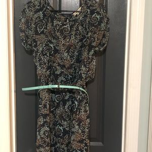 EUC Navy and Seafoam Green Paisley Dress